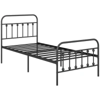 HOMCOM Single Minimalistic Metal Bed Frame - Black(m-1)
