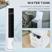 HOMCOM Portable Air Cooler, 3L Tank Evaporative Ice Cooling Tower Fan with 3 Modes, 3 Speeds, Remote, Timer, 60° Oscillating, Portable Swamp Cooler for Home Bedroom, White(m-8)