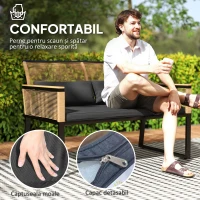 Outsunny Set Mobilier de Grădină din 4 Piese cu Canapea, 2 Fotolii și Măsuță de Cafea, 116x71x78 cm, Negru(m-5)