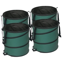 Outsunny Conjunto de 4 Sacos para Resíduos de Jardim 86L com Pegas Tampa com Fecho e Desenho Pop-Up Dobráveis e Reutilizáveis Ø47x50 cm Verde