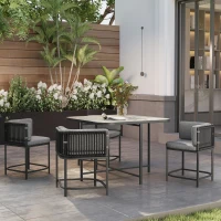Outsunny 4-Seater Rattan Cube Garden Furniture Set with Cushions - Charcoal Grey(m-8)