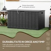 Outsunny Cufăr de Exterior cu 2 Mânere și 2 Roți, 122.4x62x64.5 cm, Negru(m-7)