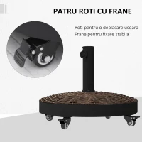 Outsunny Bază pentru Umbrelă de Grădină Rotundă cu 4 Roți și Frâne, Ø52x41 cm, Bronz(m-6)