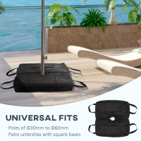 Outsunny Set 2 Baze pentru Umbrelă cu Sac Reîncărcabil cu 50 kg de Nisip, Mânere și Lopată, 50x25x18 cm, Negru(m-5)
