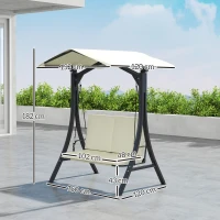 Outsunny Hollywoodschaukel mit verstellbarem Sonnendach Sitzauflage, 2-Sitzer bis 220kg 150x120x182cm, Cremeweiß(m-3)