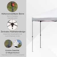 Outsunny Faltpavillon Gartenpavillon Pop-Up-Pavillion Stahl+Oxford+Mesh mit Tasche im Freien Cremeweiß 5,9 x 2,95 x 2,5 m(m-5)