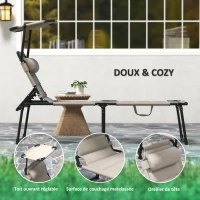 Outsunny Lot de 2 Bains de soleil transats pliables grand confort dossier pare-soleil réglables multi-positions, kaki(m-6)