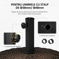 Outsunny Bază pentru Umbrelă de Grădină Rotundă cu 4 Roți și Frâne, Ø52x41 cm, Bronz(m-5)