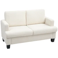 HOMCOM Canapea pentru Două Persoane cu Perne pentru Spate Detașabile, 138x70x80 cm, Alb Crem(m-1)