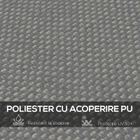 Outsunny Copertină de Rezervă pentru Pergolă cu 16 Orificii de Scurgere, Cârlige şi Inele, 297x 297 cm, Gri Închis(m-4)