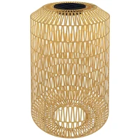 Outsunny Lampadaire solaire extérieur en résine tressée, lampadaire sans fil rechargeable avec capteur de lumière, Ø30x55cm jaune(m-11)