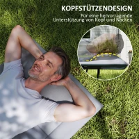 Outsunny Feldbett faltbar Campingbett mit Matratze Kopfkissen Seitentasche 187 x 67 x 37 cm Gästebett bis 150 kg Grau(m-4)
