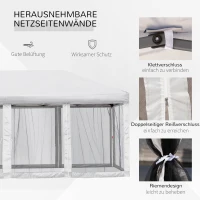 Outsunny Faltpavillon Gartenpavillon Pop-Up-Pavillion Stahl+Oxford+Mesh mit Tasche im Freien Cremeweiß 5,9 x 2,95 x 2,5 m(m-7)