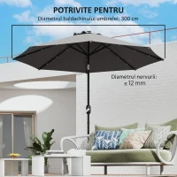 Outsunny Copertină de Rezervă pentru Umbrelă cu Ventilație în Partea Superioară, 295 cm, Gri(m-5)