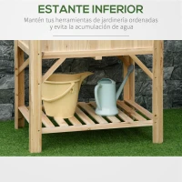 Outsunny Horta Vertical de Madeira 120x60x81cm Mesa de Cultivo com 6 Compartimentos e Prateleira Inferior para Plantas Flores Jardim Terraço Exterior Natural(m-5)
