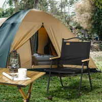 Outsunny Scaun de Camping și Plajă Pliabil cu Cotiere, 54x59x78 cm, Negru(m-2)