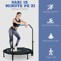 HOMCOM Trambulină Elastică Pliabilă cu Mâner Reglabil, Ø102x99123 cm, Albastru(m-7)