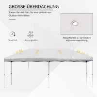 Outsunny Faltpavillon Gartenpavillon Pop-Up-Pavillion Stahl+Oxford+Mesh mit Tasche im Freien Cremeweiß 5,9 x 2,95 x 2,5 m(m-8)