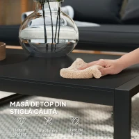 Outsunny Set Mobilier de Grădină din 4 Piese cu Canapea, 2 Fotolii și Măsuță de Cafea, 116x71x78 cm, Negru(m-6)