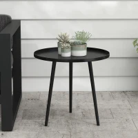 Outsunny Table basse de jardin ronde, table d'appoint extérieur avec bord rond en acier, dim. Ø40 x 50H cm noir(m-2)