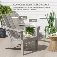 Outsunny Silla de Jardín Adirondack con Asiento Extra Ancho Carga 120 kg para Patio Terraza Balcón 75x83x90 cm Gris Oscuro(m-4)