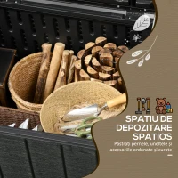 Outsunny Cufăr de Exterior cu 2 Mânere și 2 Roți, 122.4x62x64.5 cm, Negru(m-4)
