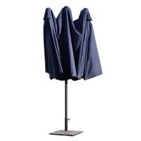 Outsunny Doppelsonnenschirm 455 x 270 cm Gartenschirm mit Handkurbel oval stabil Metallstange Marktschirm Doppelsonnenschirm Terrassenschirm Sonnenschutz für Strand Balkon Terrasse Garten Blau(m-11)