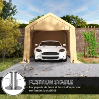 Outsunny Carport tente de garage 3 x 5,2 m, abri voiture extérieur carport pour voiture avec porte enroulable amovible jaune(m-7)
