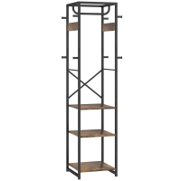 HOMCOM Multi-Storage Clothes Rack - Brown/Black