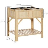 Outsunny Horta Vertical de Madeira 120x60x81cm Mesa de Cultivo com 6 Compartimentos e Prateleira Inferior para Plantas Flores Jardim Terraço Exterior Natural(m-3)