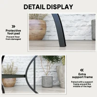 Outsunny 94 x 94 cm Garden Table with Parasol Hole, Outdoor Dining Garden Table for Four with Slatted Metal Plate Top, Black(m-6)