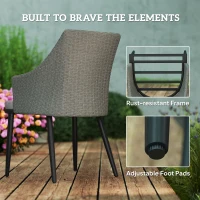 Outsunny 6 Seater Rattan Dining Set with Cushions, Garden Furniture Set with Armchairs, Rectangle Slatted Table Top, Steel Frame, Parasol Hole, Wicker Outdoor Furniture for Patio, Balcony, Grey(m-6)