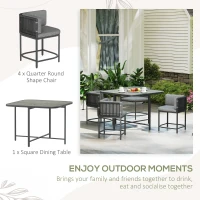 Outsunny 4-Seater Rattan Cube Garden Furniture Set with Cushions - Charcoal Grey(m-4)