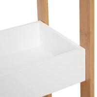 HOMCOM Móvel Auxiliar de banheiro com 3 Prateleiras Organizadoras de Bambu 27,5x20,8x74 cm Cor Branco e Natural(m-7)