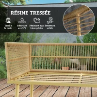 Outsunny Salon de jardin extérieur en résine tressée 5 places modulable 2 canapés, pouf et table basse, coussins inclus, crème(m-5)