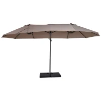 Outsunny Doppelsonnenschirm Ampelschirm Doppelschirm mit Kurbel Verstellbarer Gartenschirm Sonnenschutz Metall Braun 440 x 270 x 250 cm(m-12)