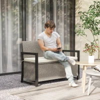 Outsunny Bancă de Grădină cu Spațiu de Depozitare, 117x60x86 cm, Alb Crem(m-2)