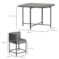 Outsunny 4-Seater Rattan Cube Garden Furniture Set with Cushions - Charcoal Grey(m-3)