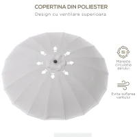 Outsunny Umbrelă de Grădină Înclinabilă cu Manivelă și 18 Spițe din Metal și Poliester, Ø250x240 cm, Gri Deschis(m-6)