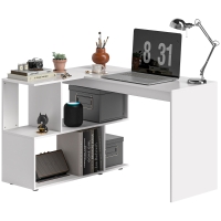 HOMCOM Birou în Formă de L cu 4 Compartimente de Depozitare, 120x100x77 cm, Alb Lucios