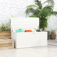 Outsunny Baule da Esterno da 515L in PE Impermeabile e Scanalato, 140x68x68 cm, Bianco(m-8)