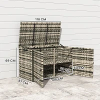 Outsunny Rattan Auflagenbox 350L 2-Ebenne Kissenbox mit Deckel Hebestangen Tragegriffe 118 x 57 x 69 cm Mischgrau(m-3)