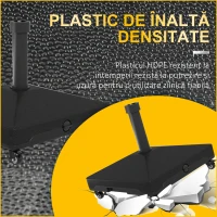 Outsunny Bază pentru Umbrelă cu Roți, 2 Frane și Mâner Încorporat, 45x45x40 cm, Negru(m-6)