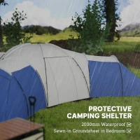 Outsunny 6-9 Man Tent with Bedrooms and Living Room, Accessories Included, Blue(m-5)