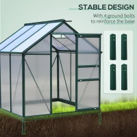 Outsunny aluminium kas met dakraam deur 190 x 192 x 201 cm, groen + transparant(m-7)