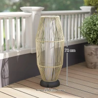Outsunny Garden Rattan Lamp, 72 cm Tall Solar Rattan Floor Lamp, Solar Garden Light with Auto On/Off LED, IP44 for Outdoor, Porch, Pathway, Terrace, Grey(m-3)