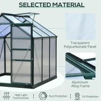 Outsunny aluminium kas met dakraam deur 190 x 192 x 201 cm, groen + transparant(m-6)