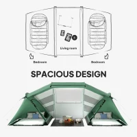 Outsunny 4-6 Man UV Protection Camping Tent - Green and White(m-4)