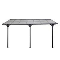 Outsunny Pergola Pavillon  4.35 x 3.02 m Gartenpavillon Überdachung Zelt 231-250 cm höhenverstellbar Sonnenschutz Terrassendach Anbaupavillion Aluminium Grau(m-13)