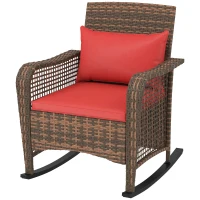 Outsunny Rattan Rocking Chair - Red(m-11)